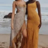 Rosalia Gold Embellished Hand Beaded Maxi Dress