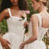 Ami White Stretch Cotton Corset Mini Dress
