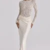 Beau Vintage Ivory Satin Draped Maxi Skirt