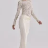 Beau Vintage Ivory Satin Draped Maxi Skirt