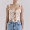Callie Cream Vintage Floral Cotton Corset Top