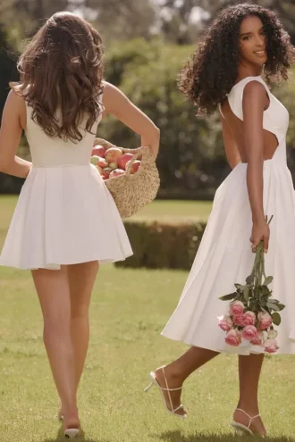 Cindy White Twill Midi Sundress