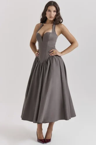 Coquette Smoke Halter Midi Dress