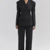 Hayden Black Wide Leg High Waist Tailored Trousers