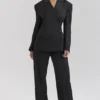 Hayden Black Wide Leg High Waist Tailored Trousers