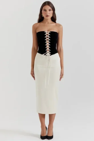 Jaina Black & Vintage Cream Strapless Corset Dress