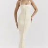 Mia Ecru Halter Maxi Dress