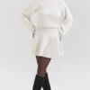Rosina Cream Wool Cashmere Flounce Mini Skirt