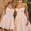 Saige Vintage Cream Floral Strapless Mini Dress