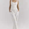 Selma White Pinstripe Boned Corset Top