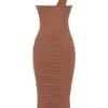 Valentina Mocha Asymmetric Cutout Midi Dress